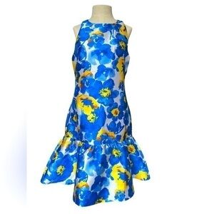 JULIA JORDAN Floral Mini Dress with Flounce Hem size 10